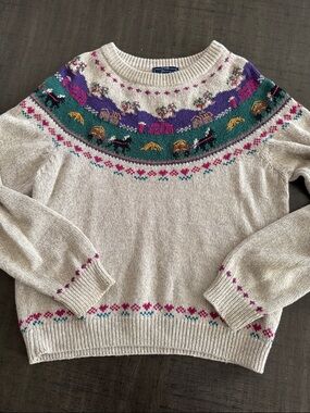 Vintage WOOLRICH Farm Scene Wool Sweater